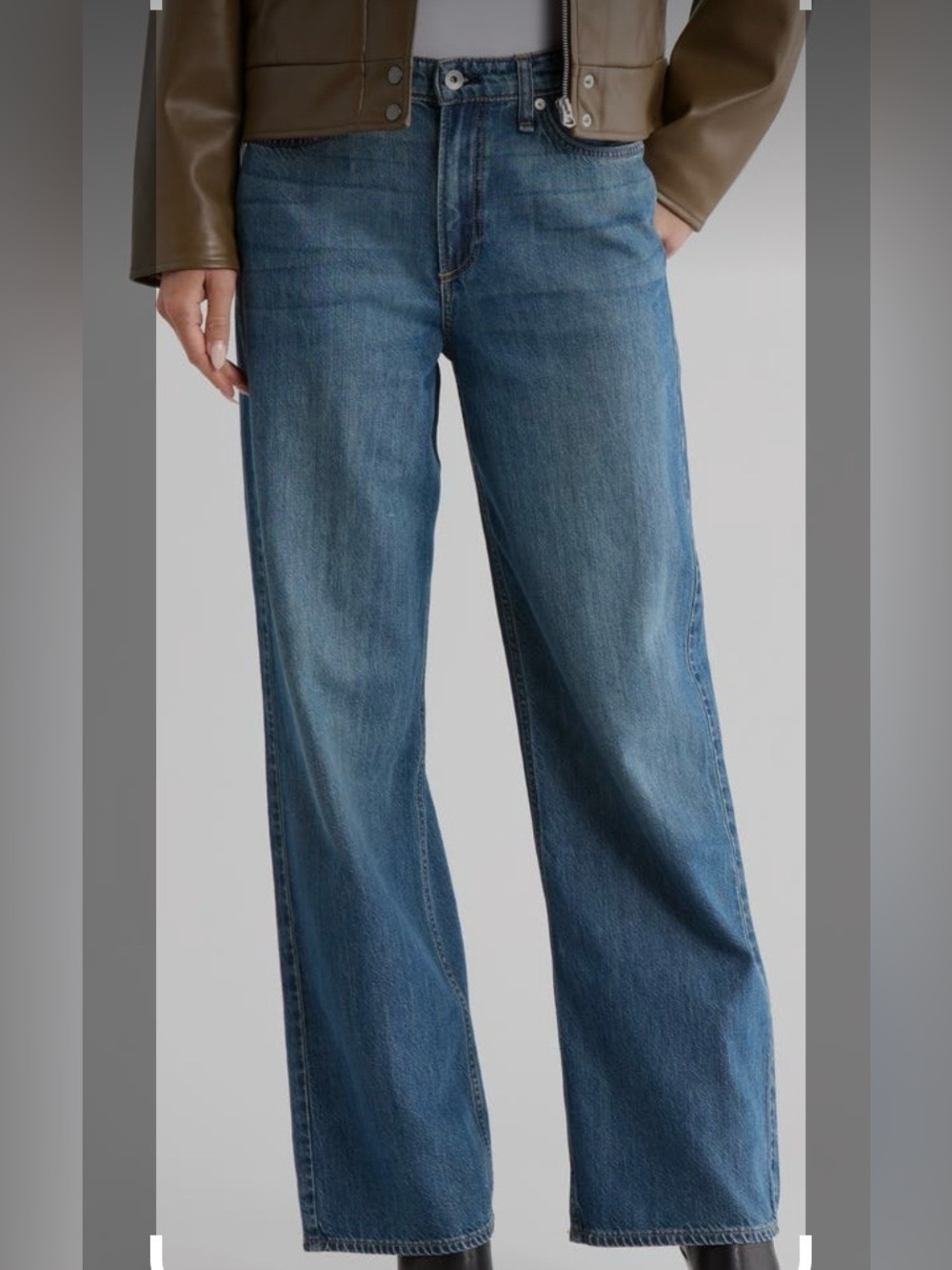 rag & bone Wide-Leg Medium Blue Denim Jeans